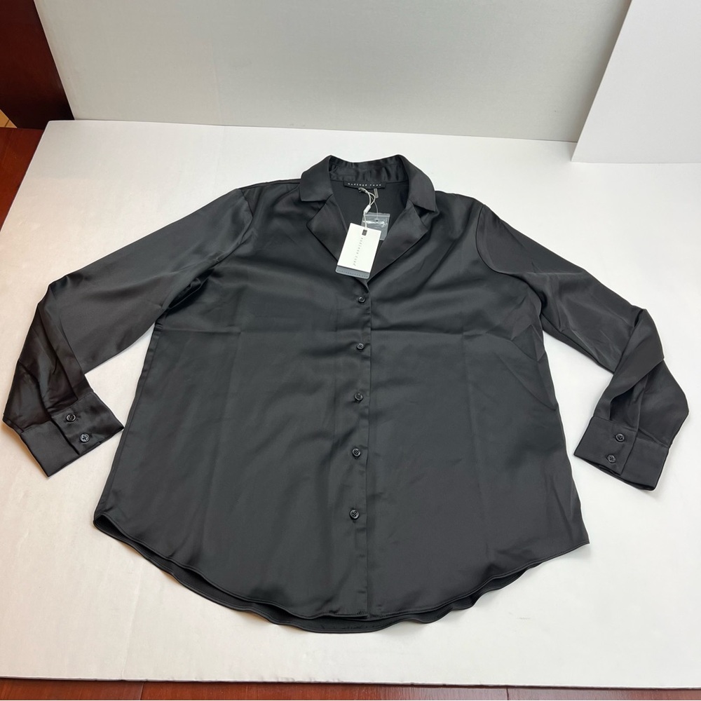 Endless Rose 100% Polyester Long Sleeve Button Front Top Blouse XS Black NEW